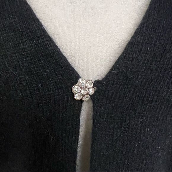 B Moss angora blend cardigan with crystal closure Sz L - Picture 3 of 8